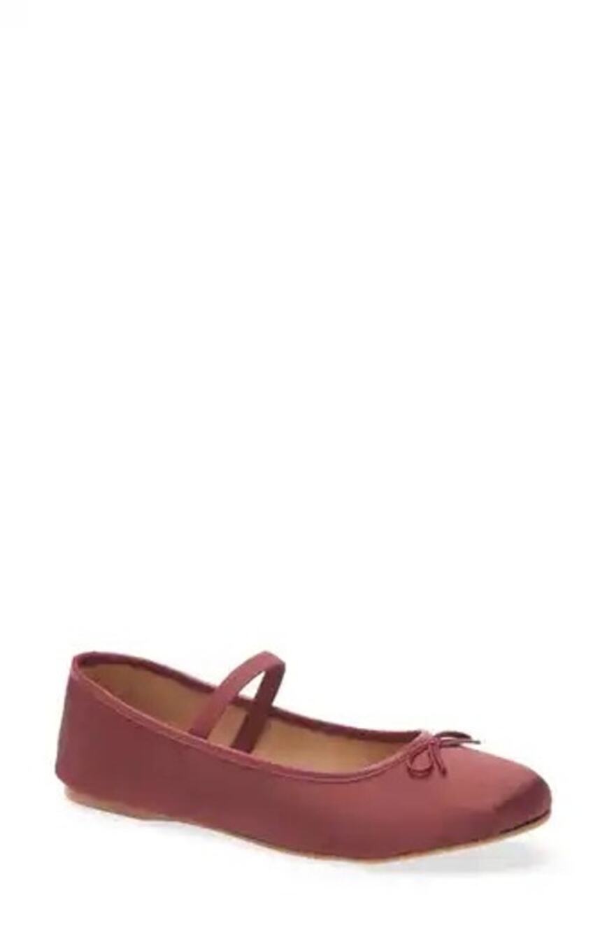 ALOHAS Odette Burgundy Satin Almond Toe Ballet Flats Women’s Size 12